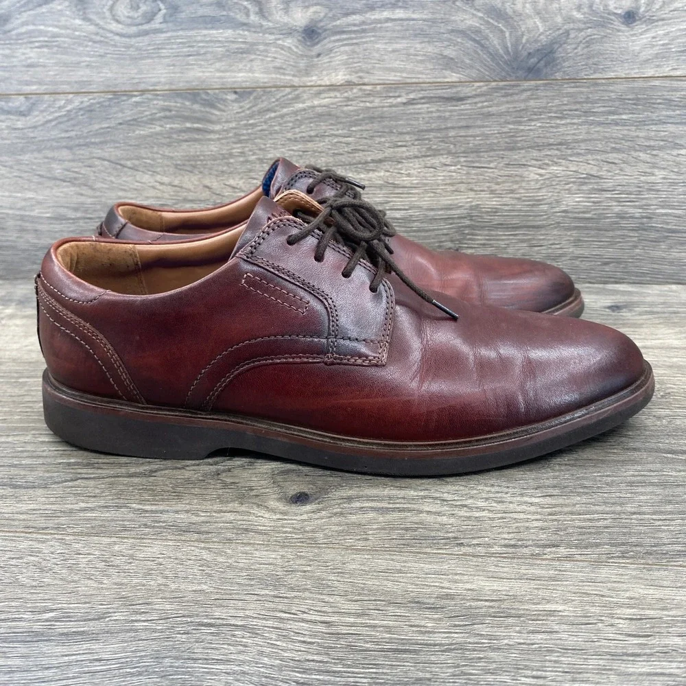 Clarks Tilden Walk Derby Shoes Mens 9.5 Brown Leather Extreme Comfort Lace Up